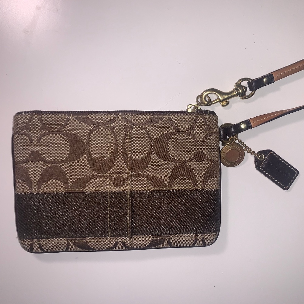 Coach Women's Brown In Signature Wristlet